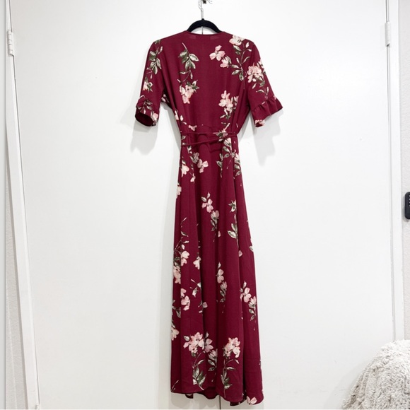 Lulu’s September Sunsets Floral Wrap Maxi Dress Size Large - Picture 4 of 5